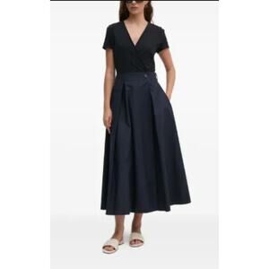 Sandro Ferrone Wrap Dress IT 44/US 8 Short Sleeve V-Neck Cotton Dress EUC